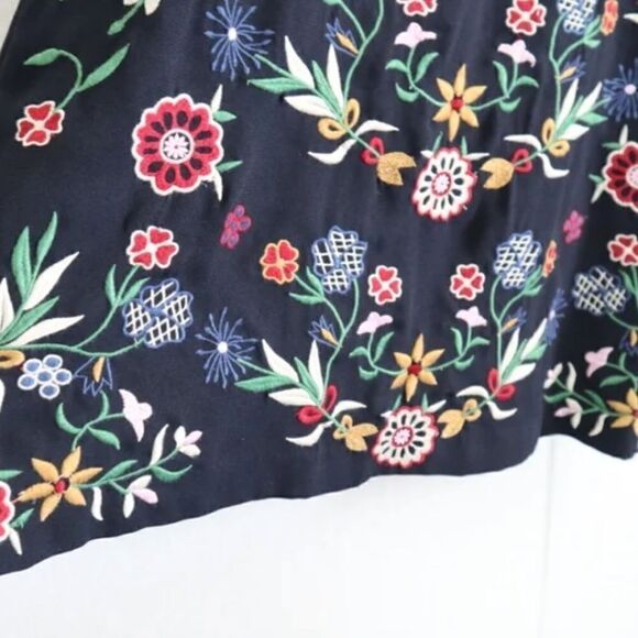 GUC Zara Trafaluc Navy Embroidered Dress Small - Picture 4 of 5